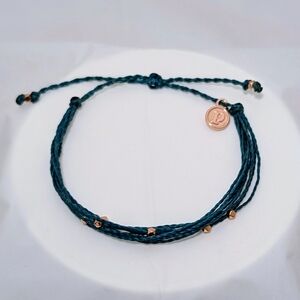 Pura Vida Dark Teal Malibu Bracelet with Rose Gold Beads